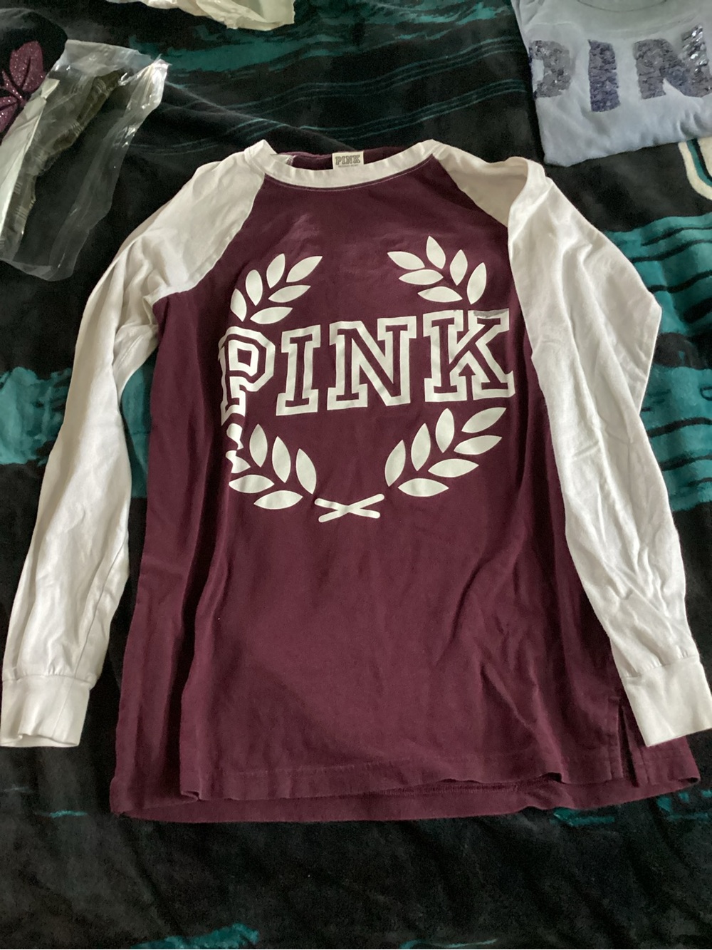 PINK Victoria's Secret Burgundy and White Skirt